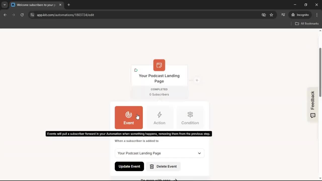 Creating an automation workflow screenshot
