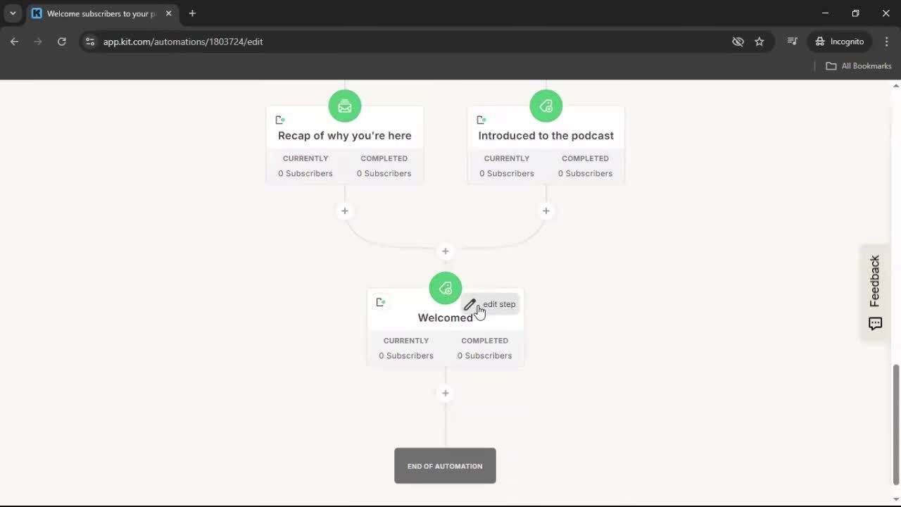 Creating an automation workflow screenshot