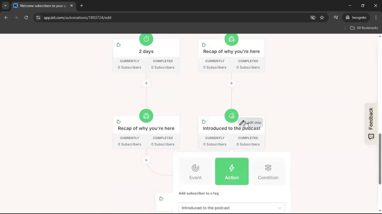 Creating an automation workflow screenshot