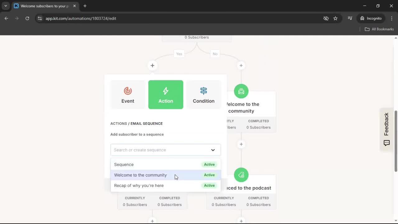 Creating an automation workflow screenshot