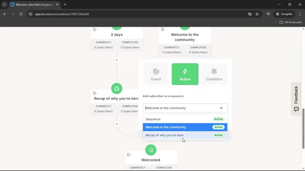 Creating an automation workflow screenshot