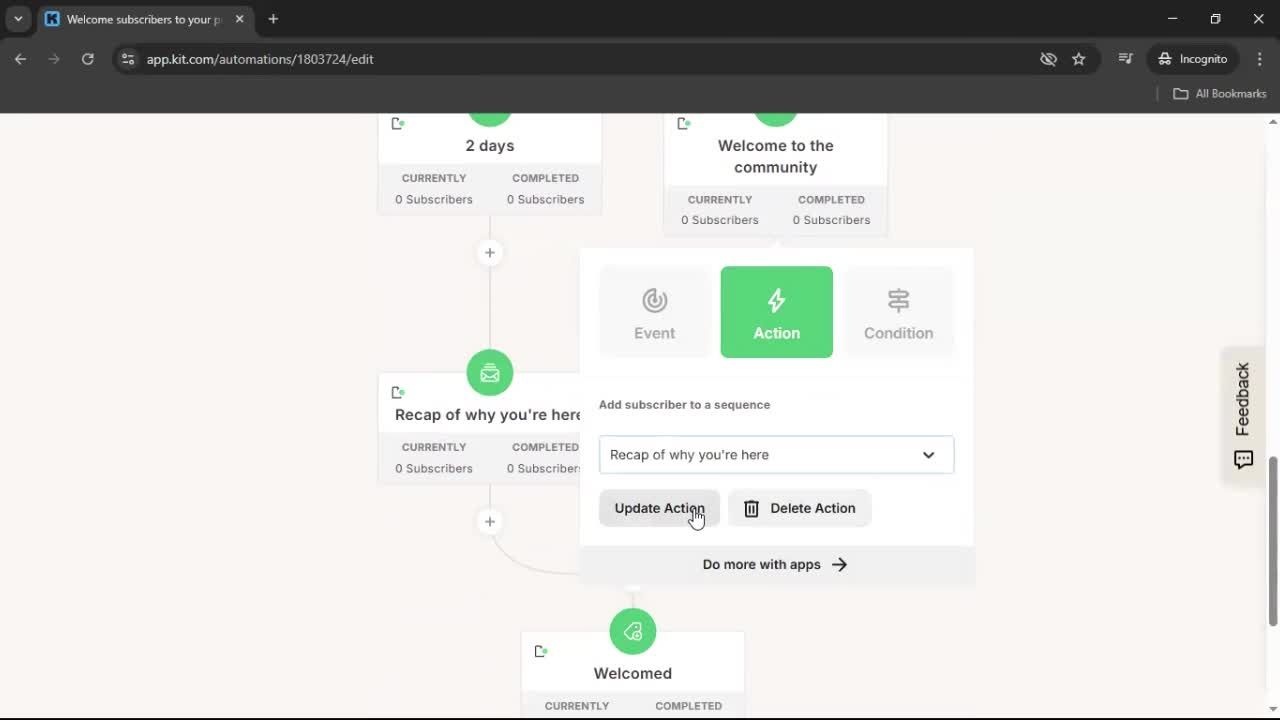 Creating an automation workflow screenshot