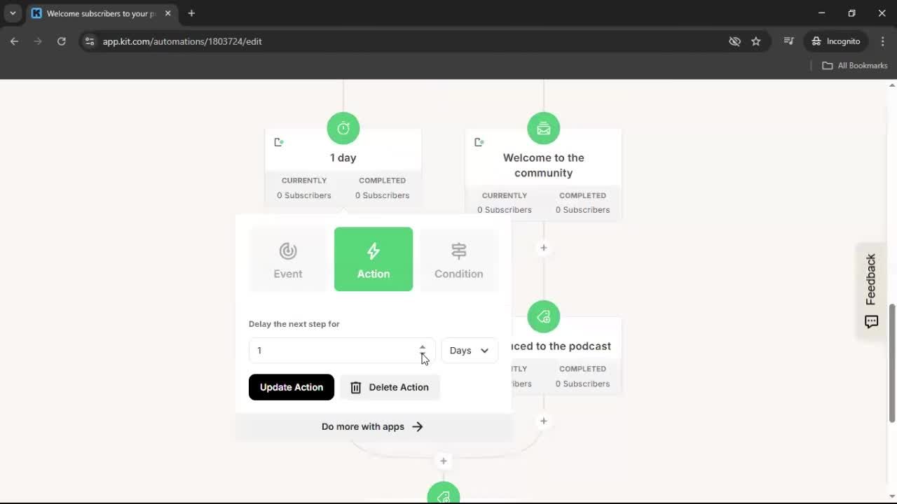 Creating an automation workflow screenshot