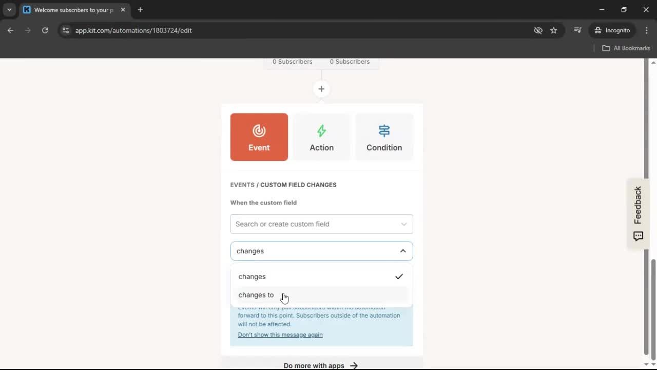 Creating an automation workflow screenshot