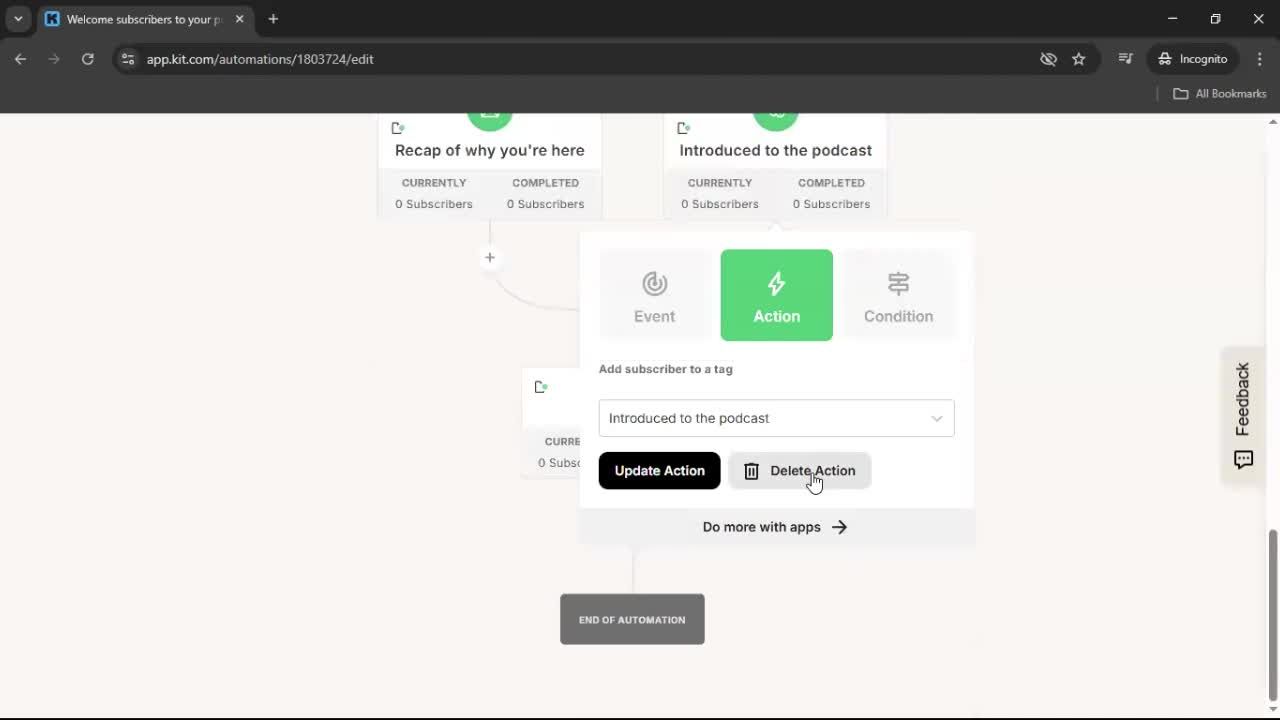 Creating an automation workflow screenshot