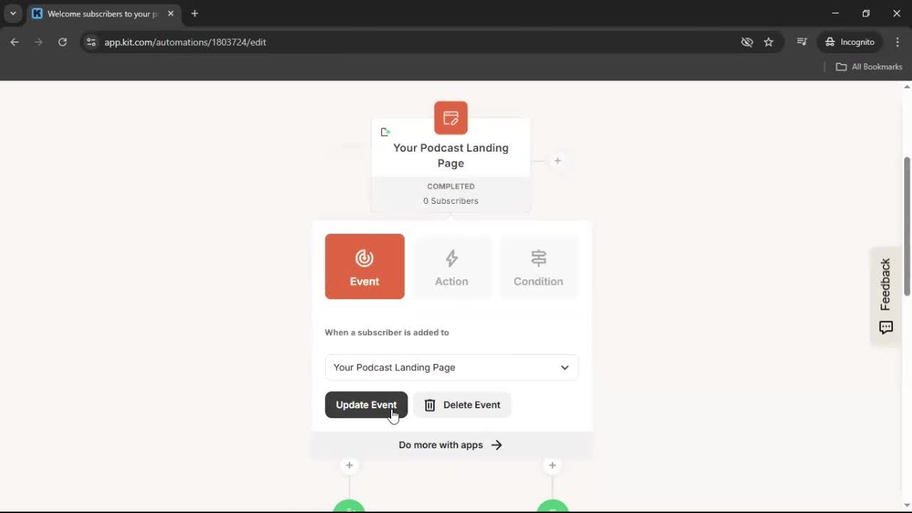 Creating an automation workflow screenshot