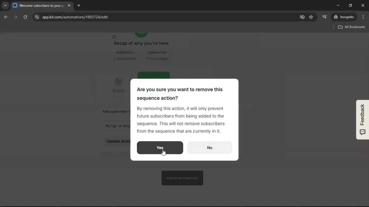 Creating an automation workflow screenshot