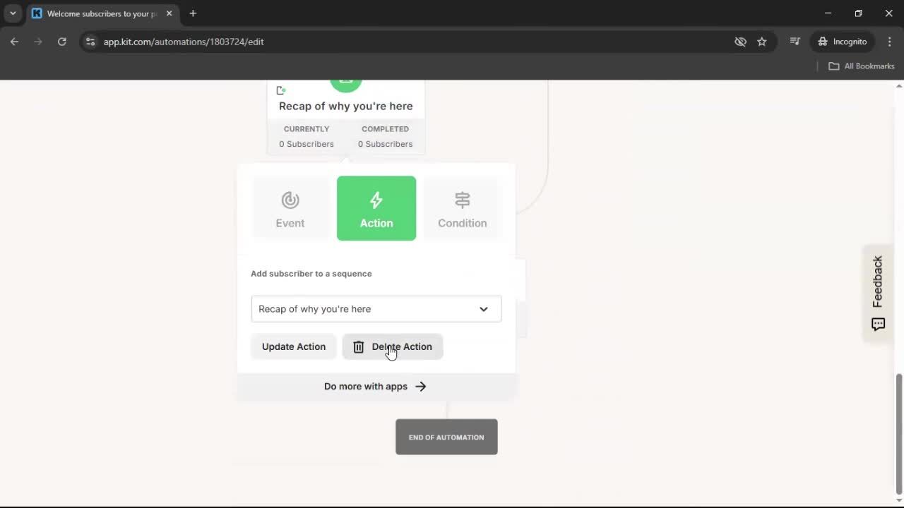Creating an automation workflow screenshot