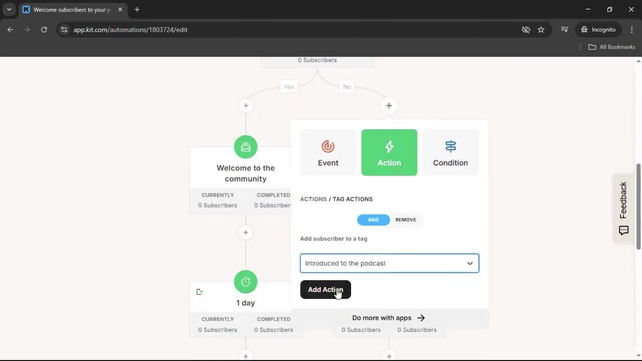 Creating an automation workflow screenshot