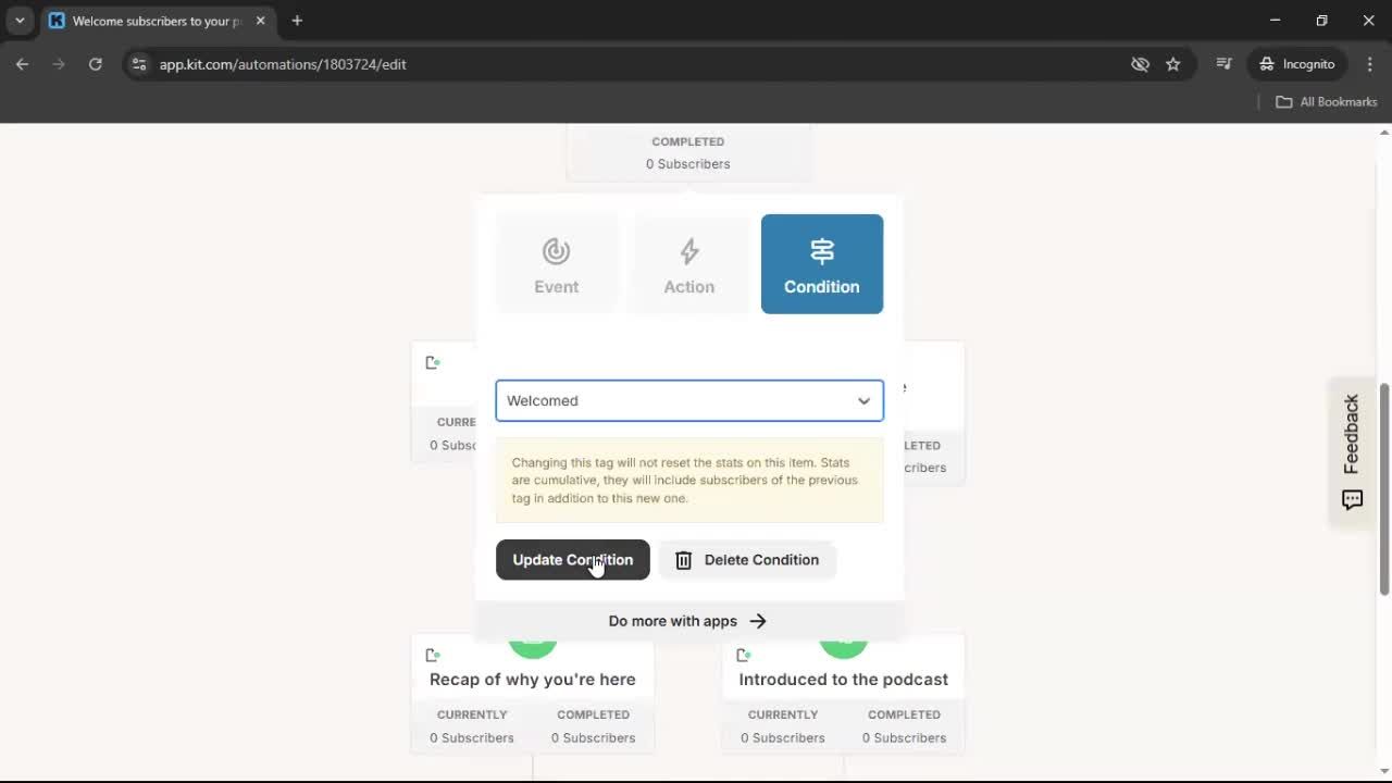 Creating an automation workflow screenshot