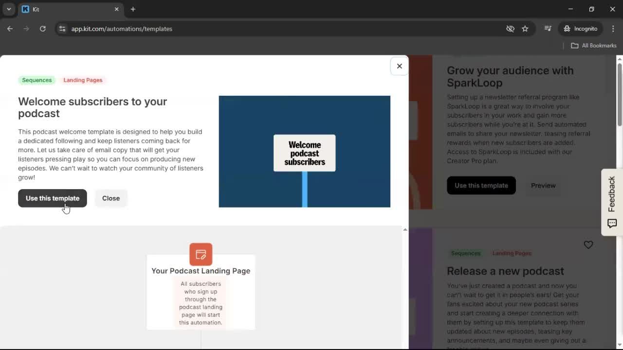 Creating an automation workflow screenshot