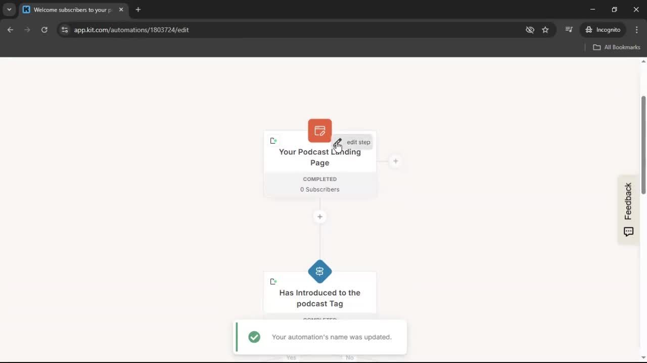 Creating an automation workflow screenshot