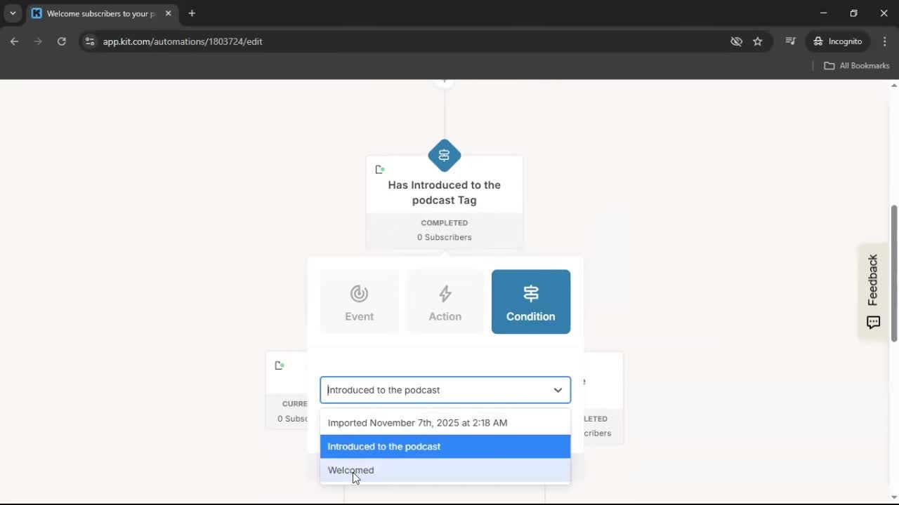 Creating an automation workflow screenshot