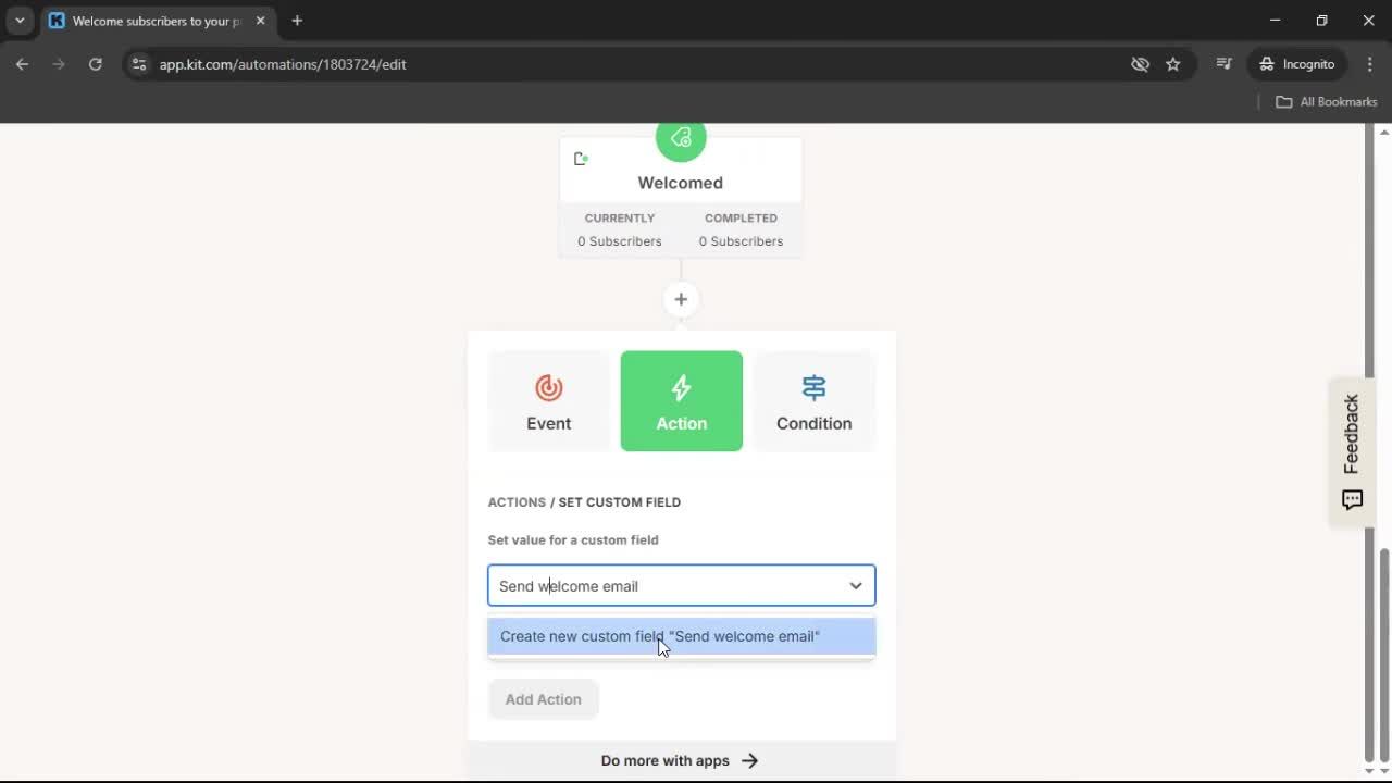 Creating an automation workflow screenshot