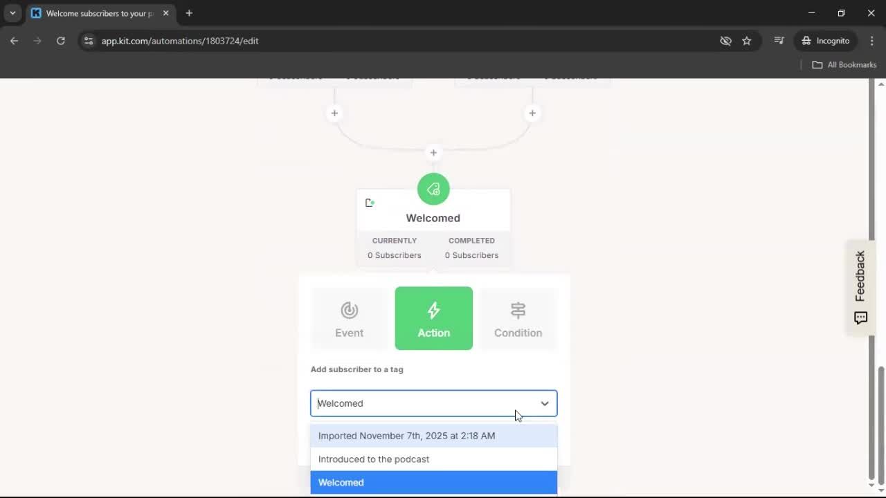 Creating an automation workflow screenshot