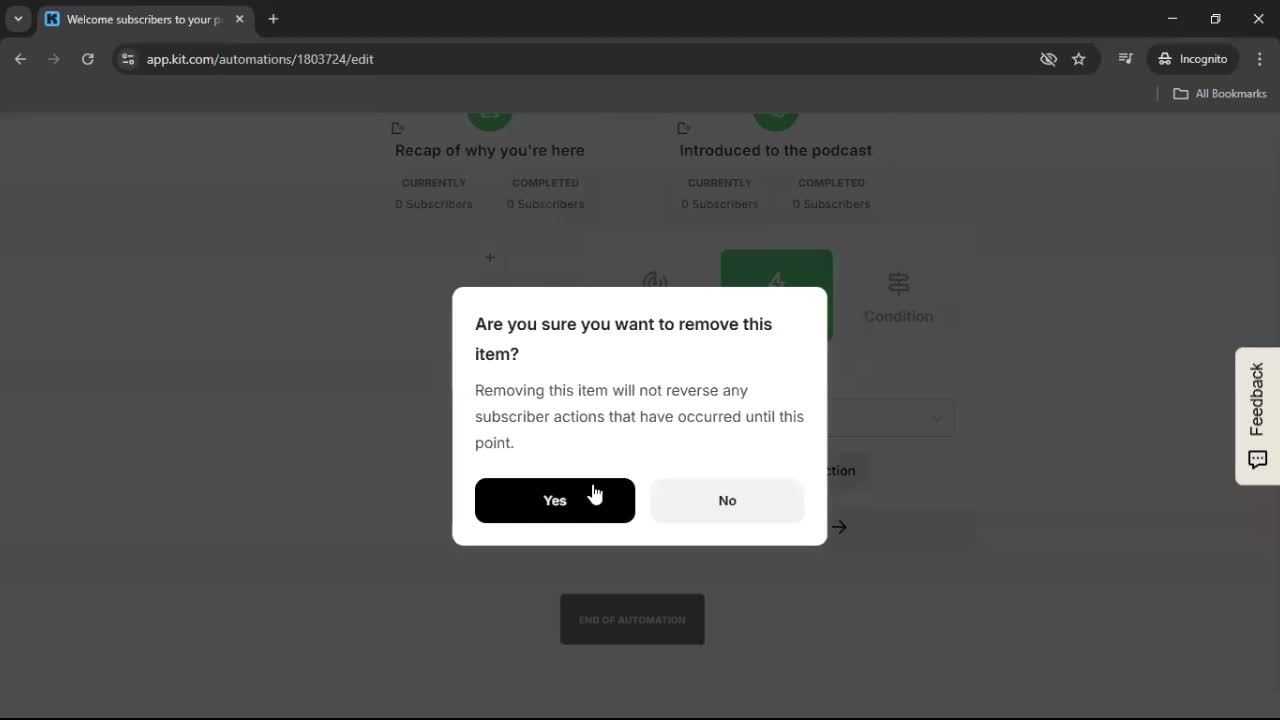 Creating an automation workflow screenshot