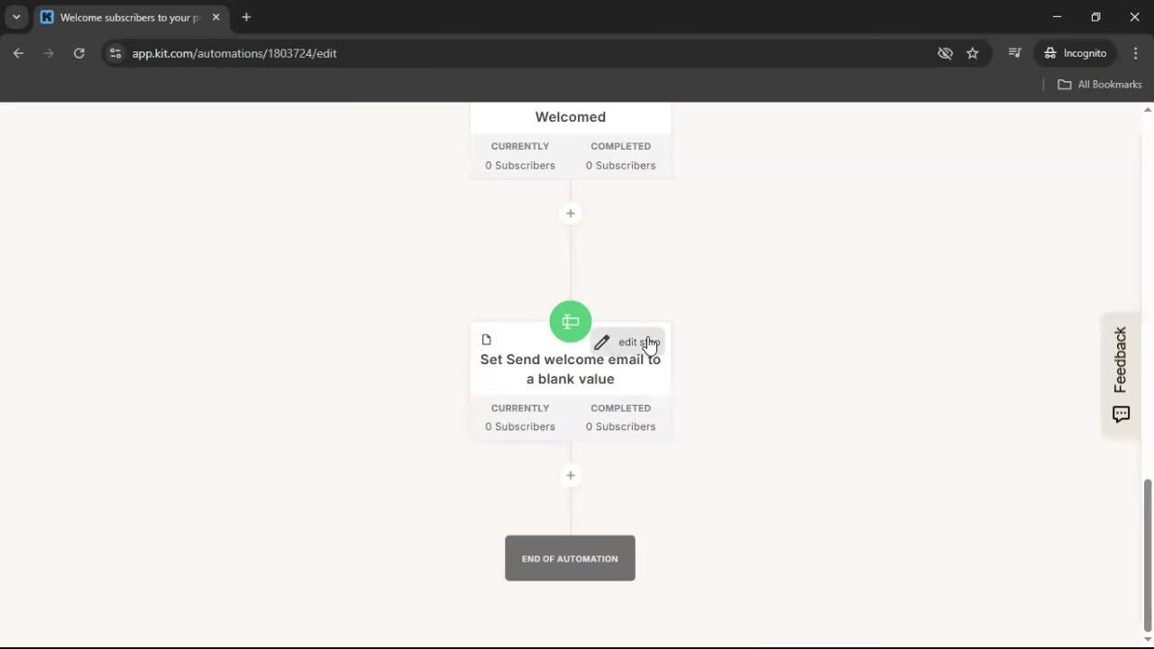 Creating an automation workflow screenshot
