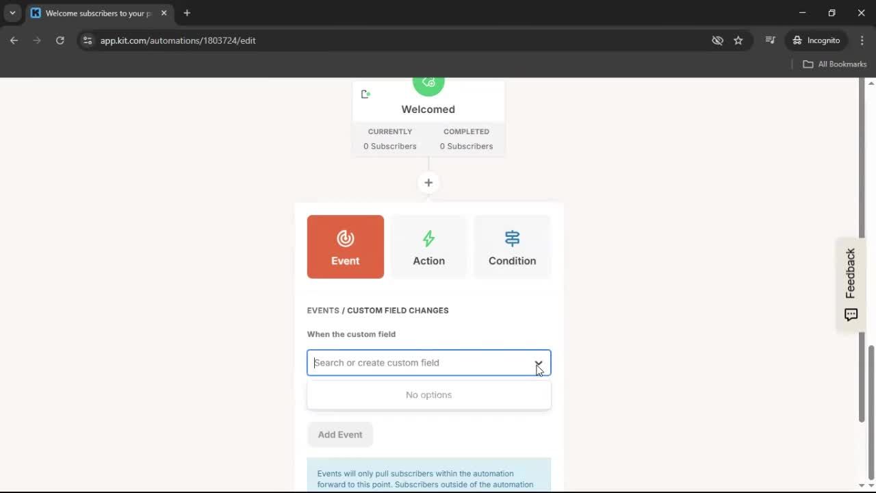 Creating an automation workflow screenshot