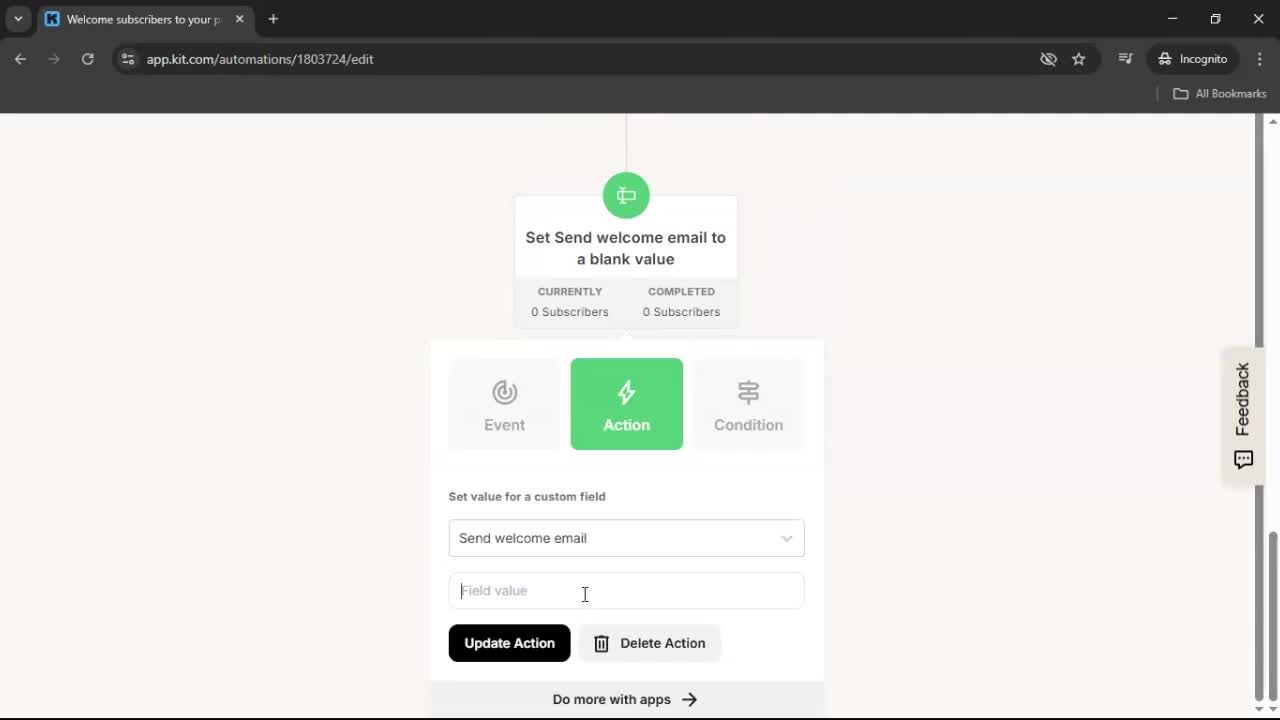 Creating an automation workflow screenshot