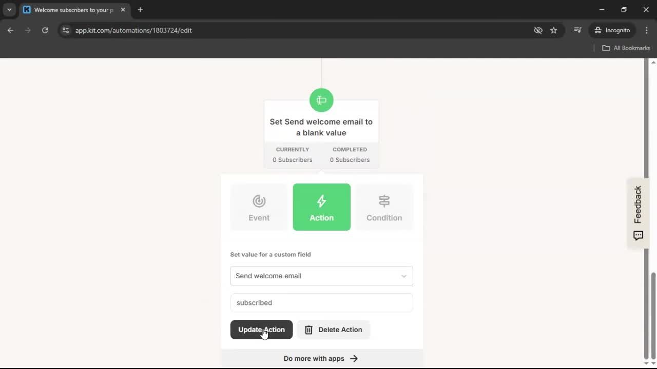 Creating an automation workflow screenshot