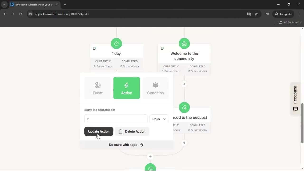 Creating an automation workflow screenshot