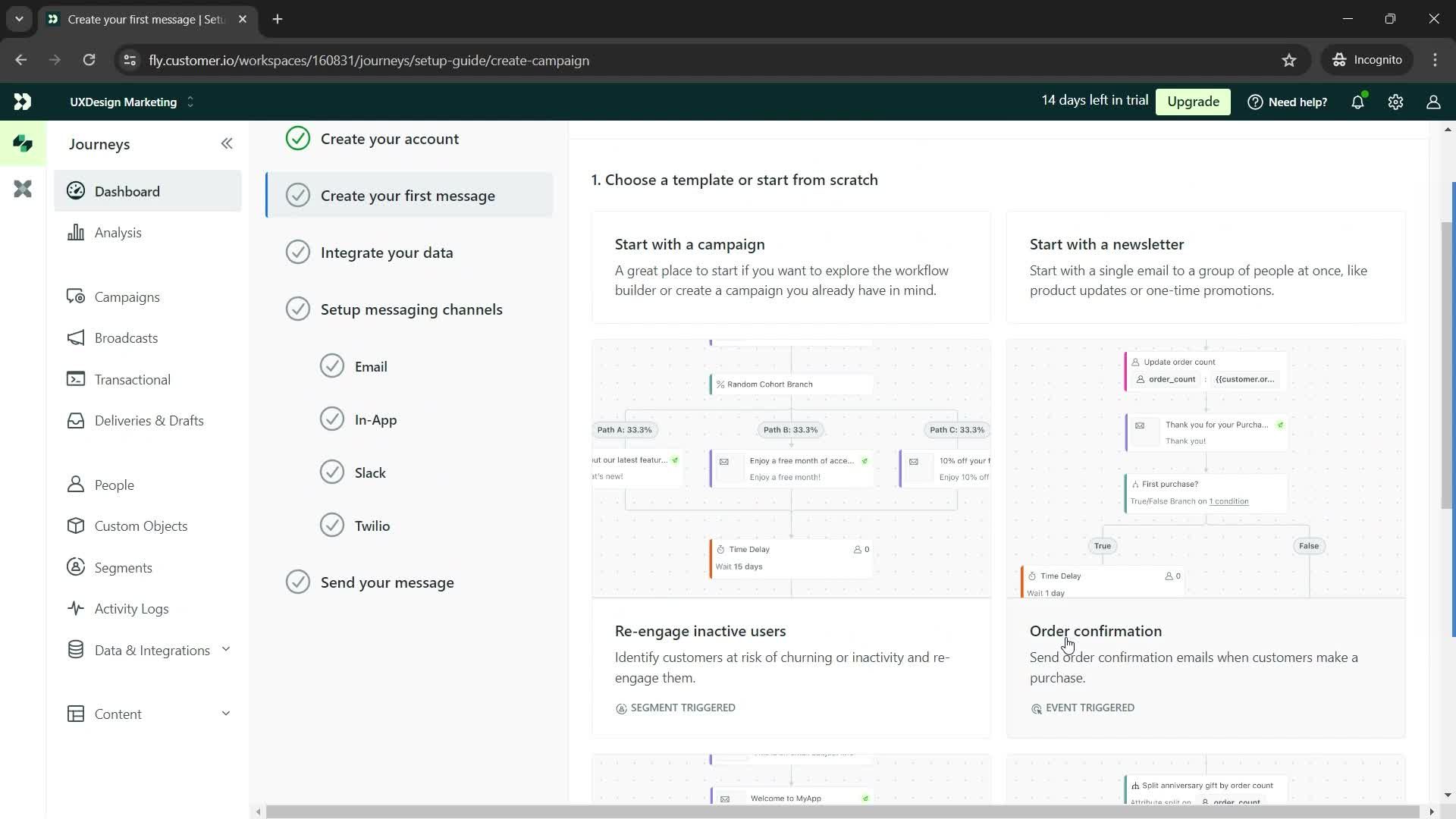 Creating an email campaign on Customer.io video thumbnail