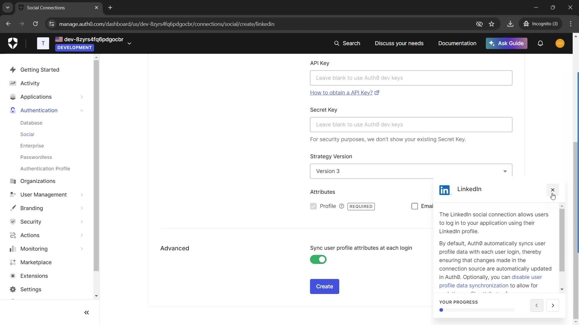 Creating connections screenshot