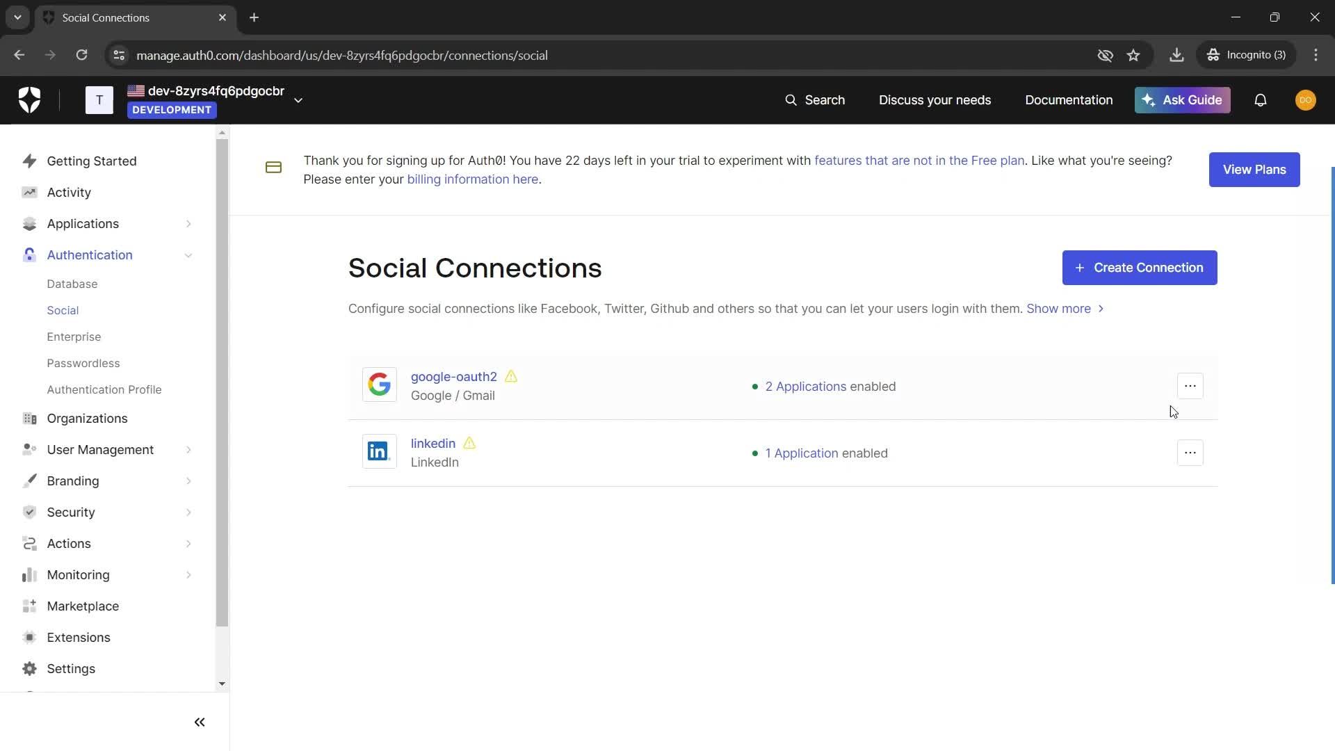 Creating connections screenshot