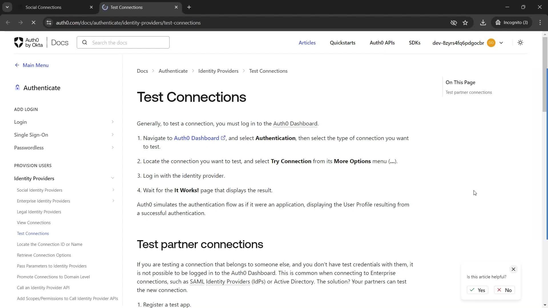 Creating connections screenshot