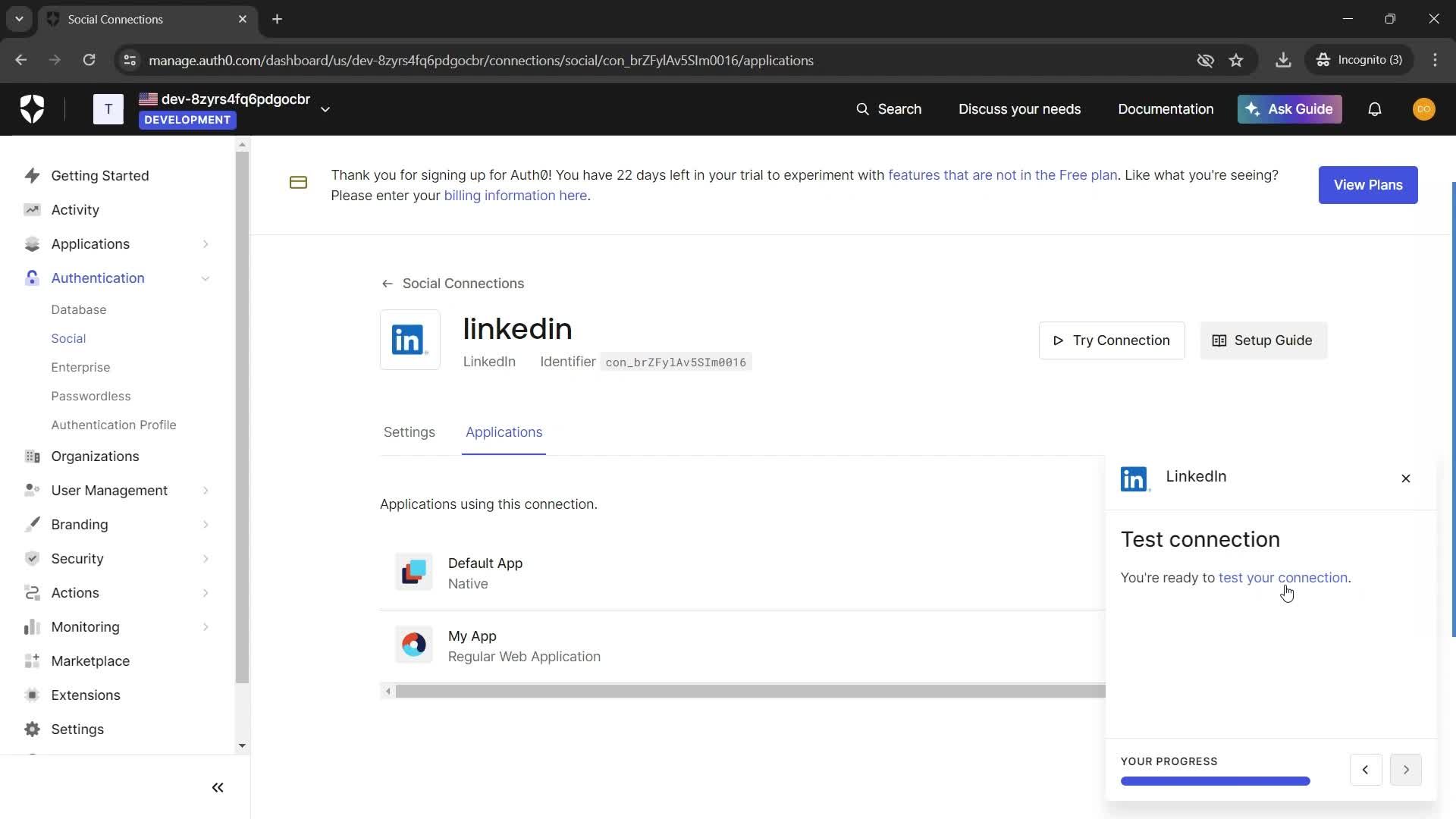 Creating connections screenshot