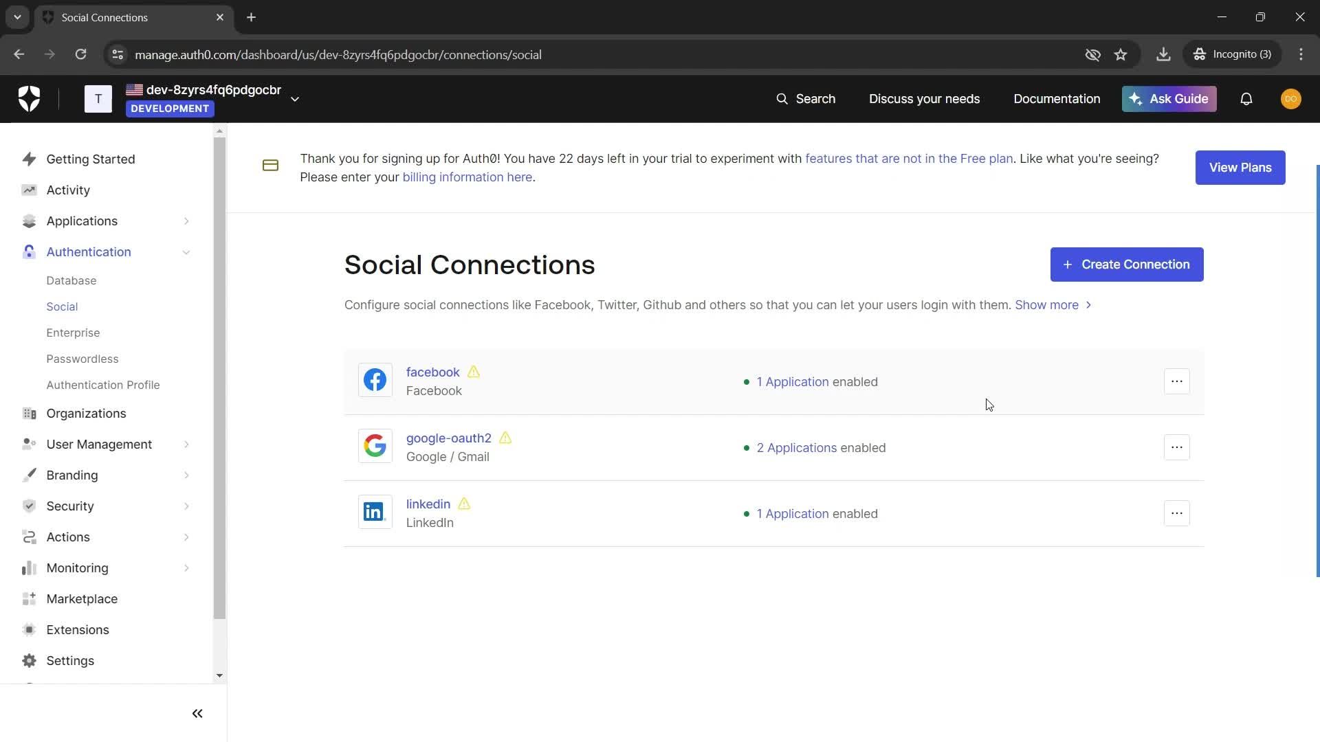 Creating connections screenshot