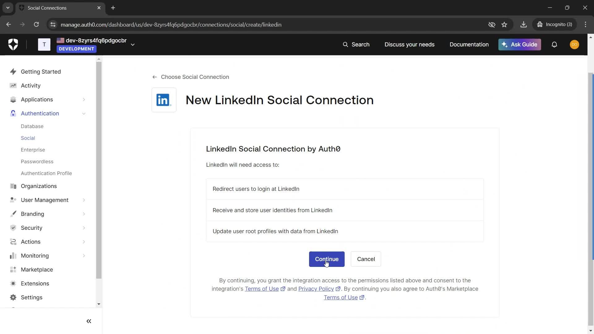 Creating connections screenshot