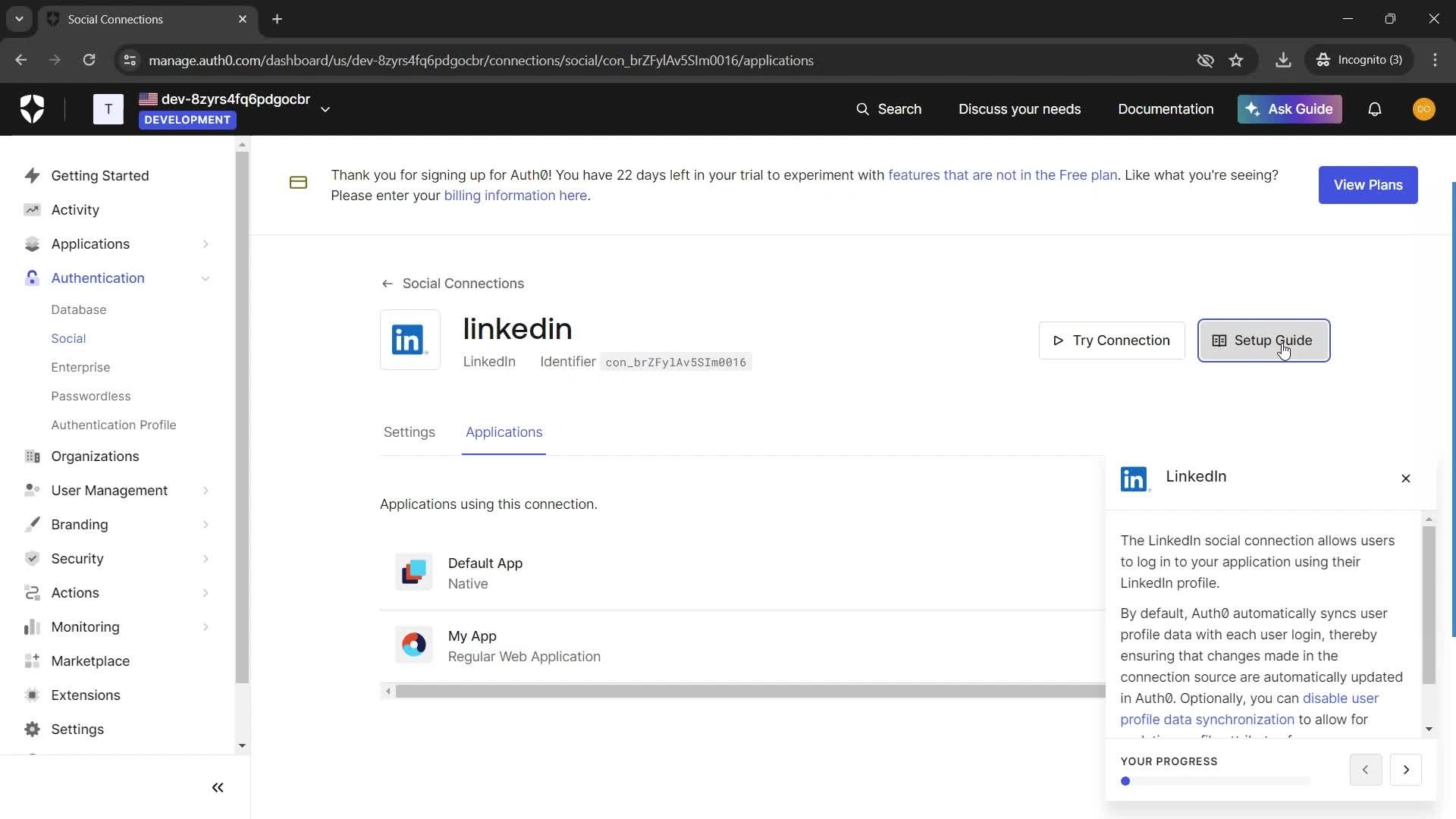 Creating connections screenshot