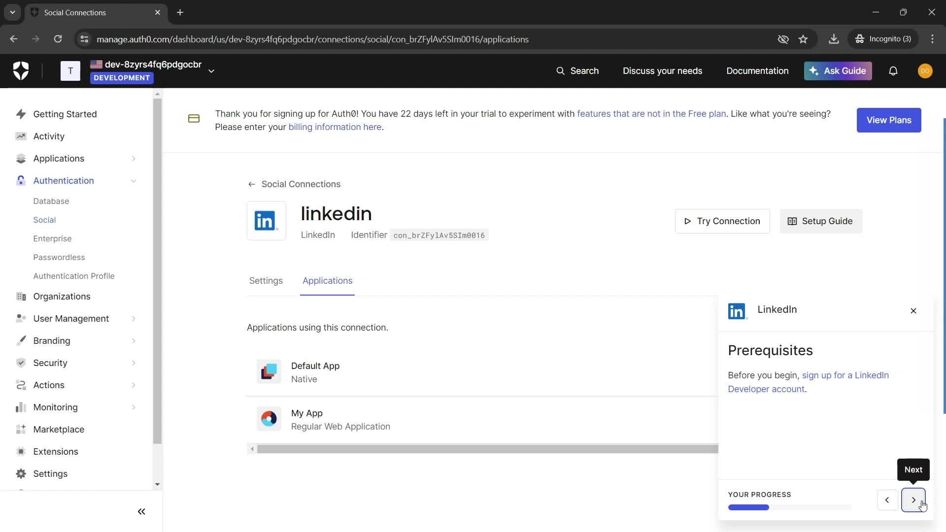 Creating connections screenshot