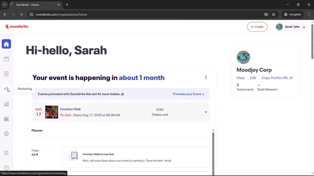 Creating an email campaign screenshot