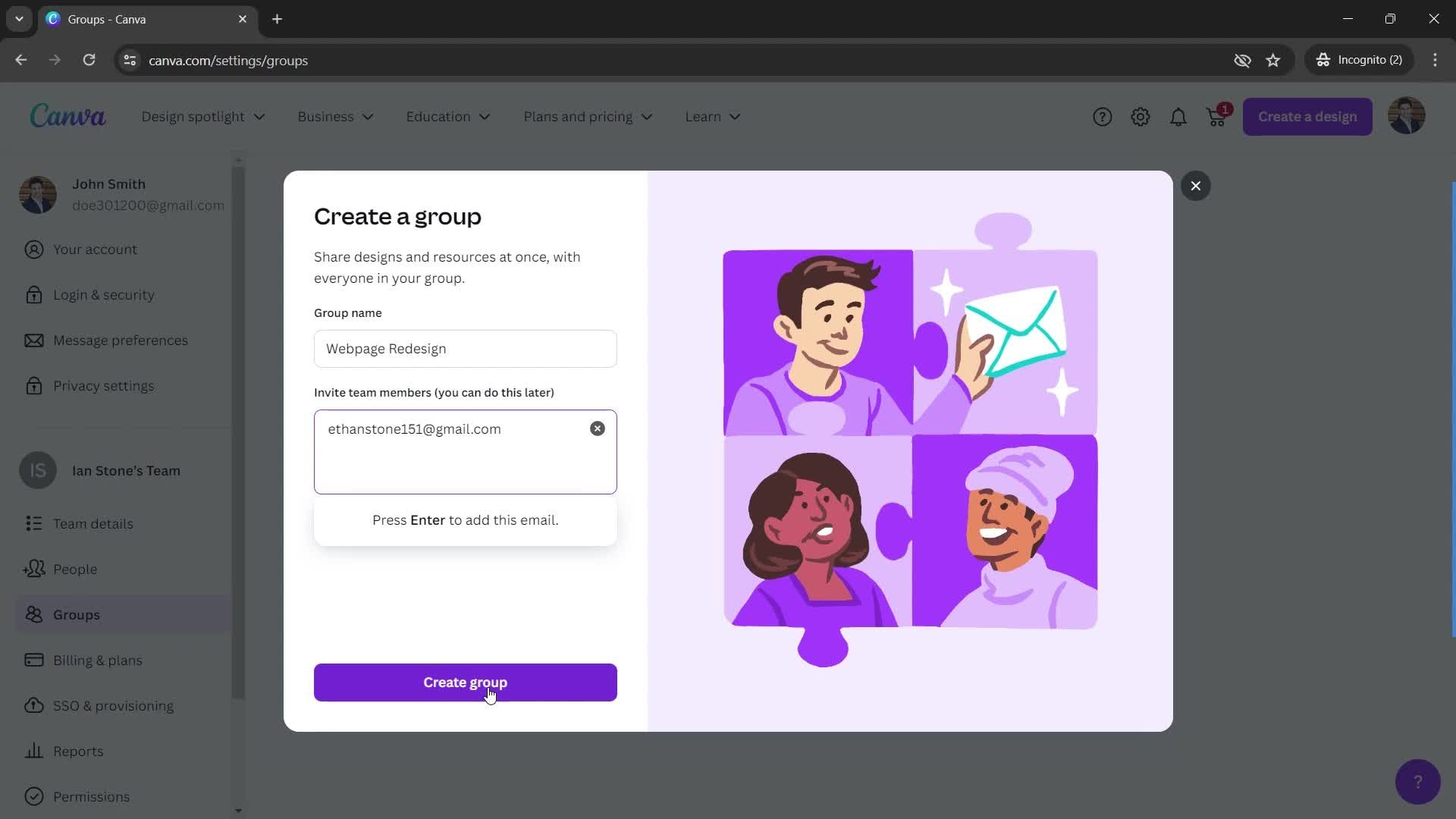 Creating a group screenshot