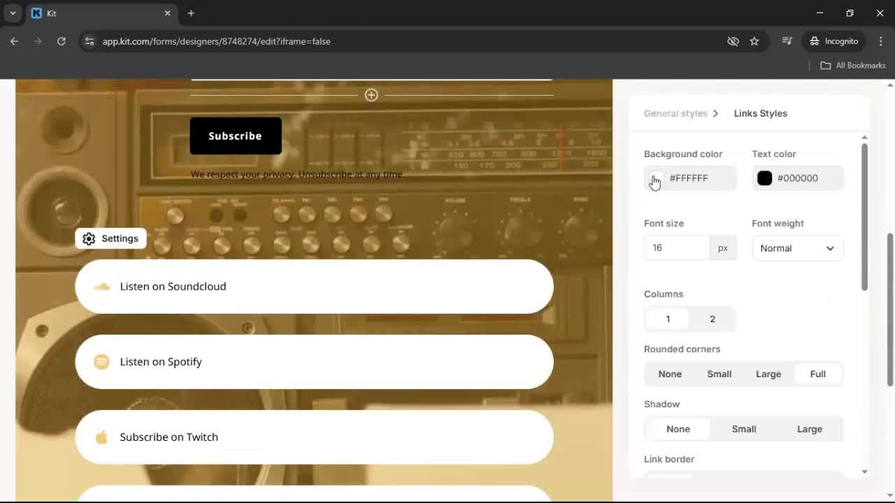 Creating a landing page screenshot