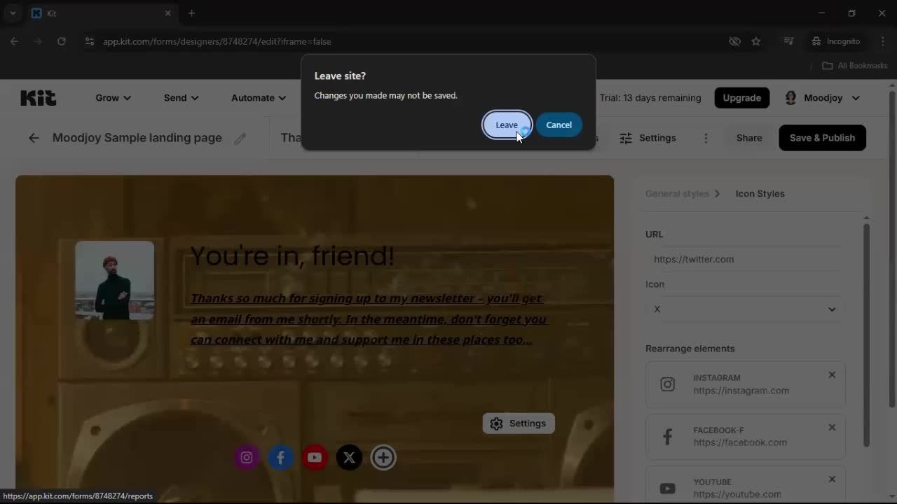 Creating a landing page screenshot