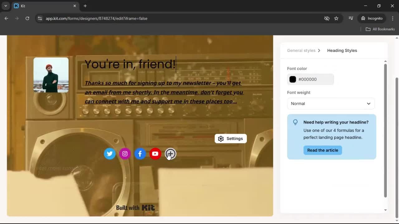 Creating a landing page screenshot
