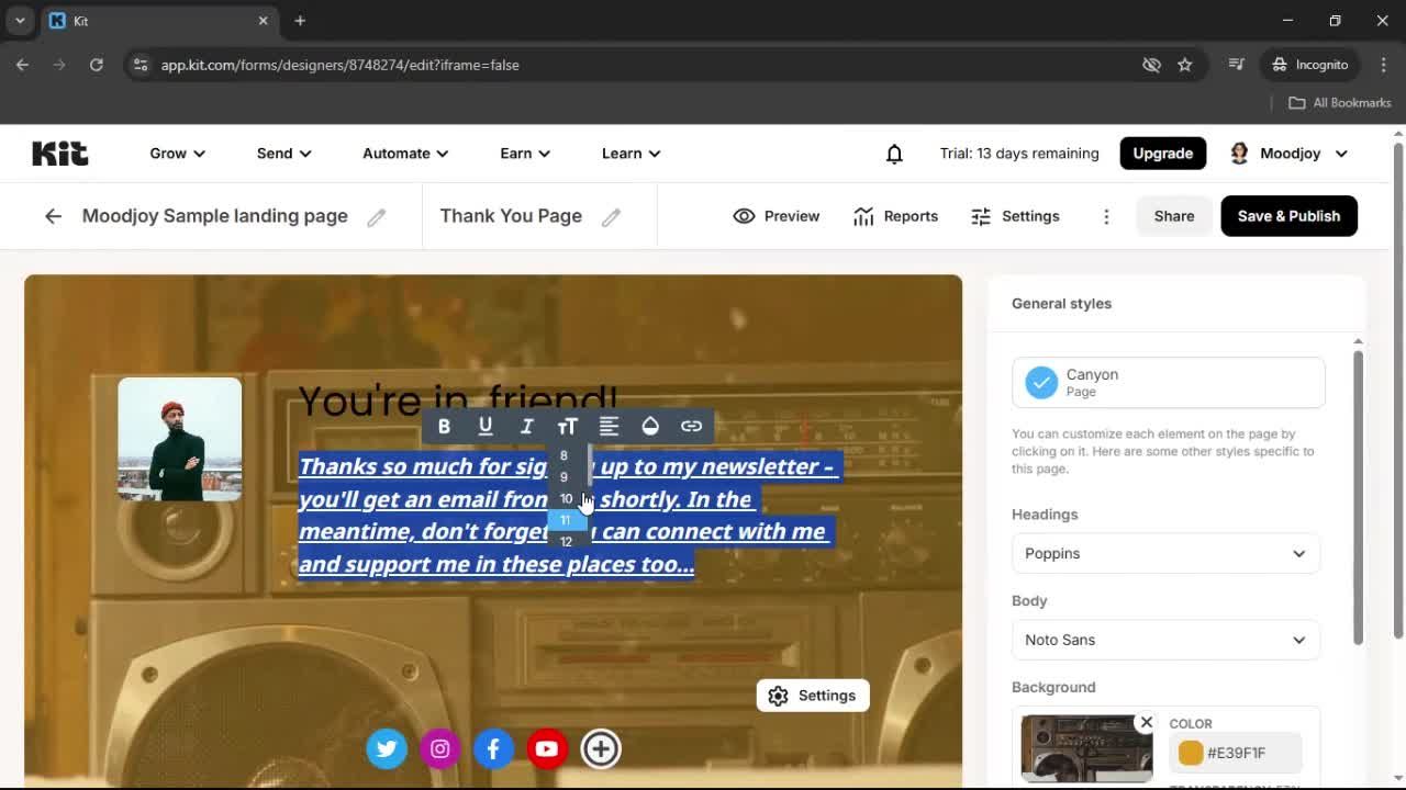 Creating a landing page screenshot
