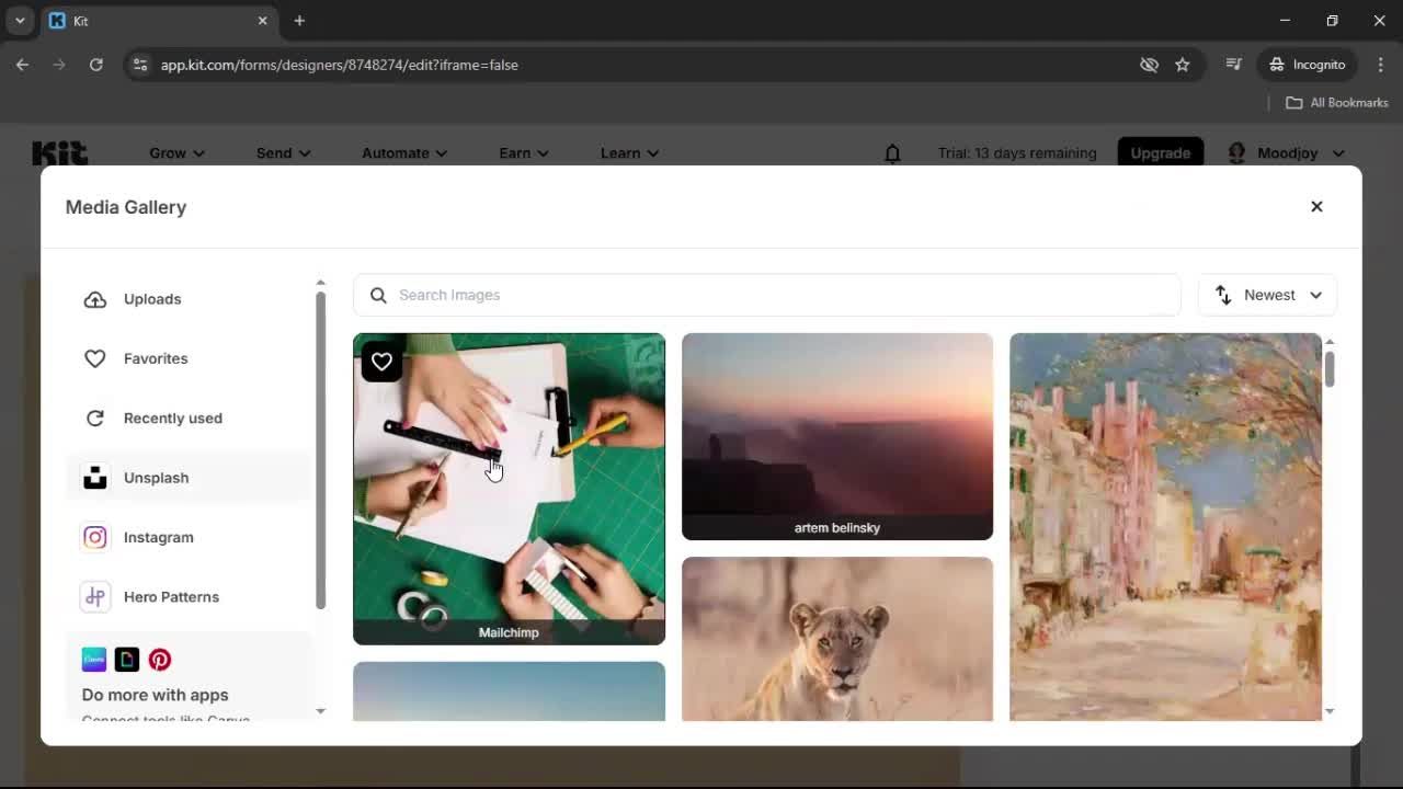 Creating a landing page screenshot