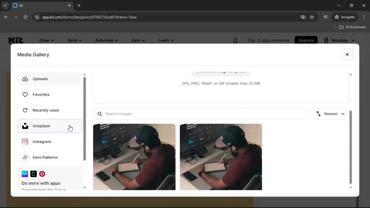 Creating a landing page screenshot
