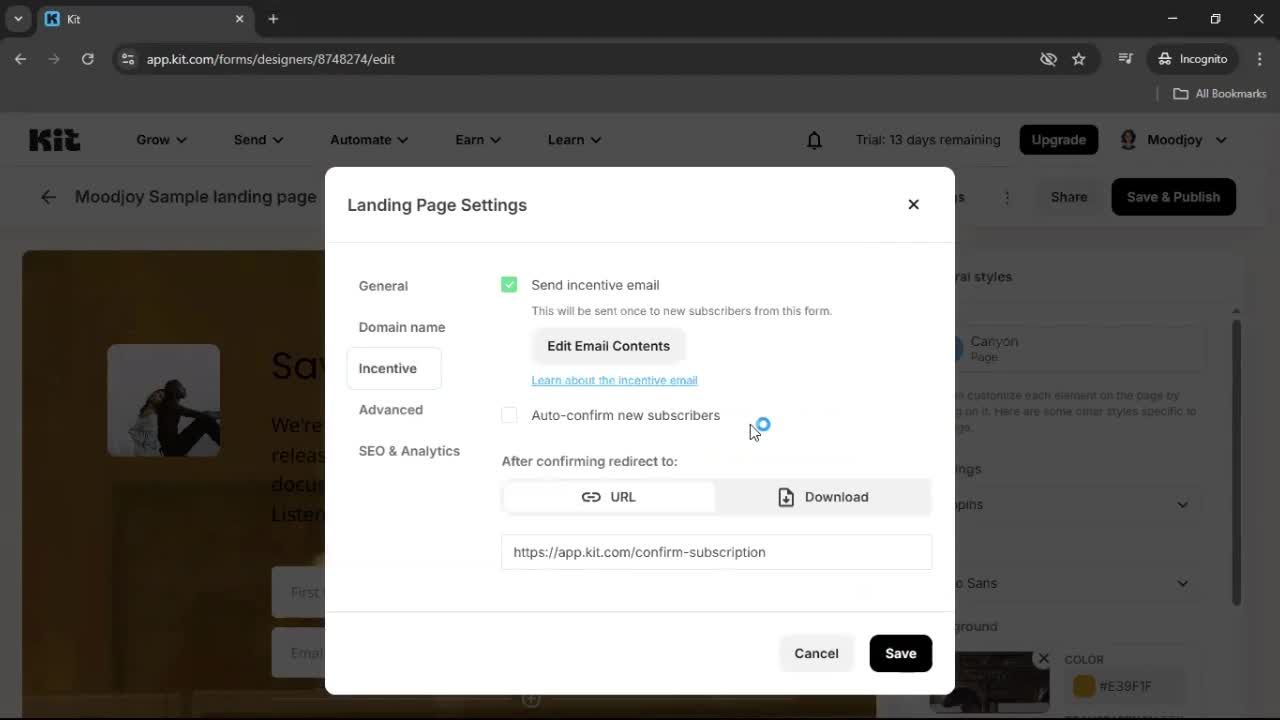 Creating a landing page screenshot