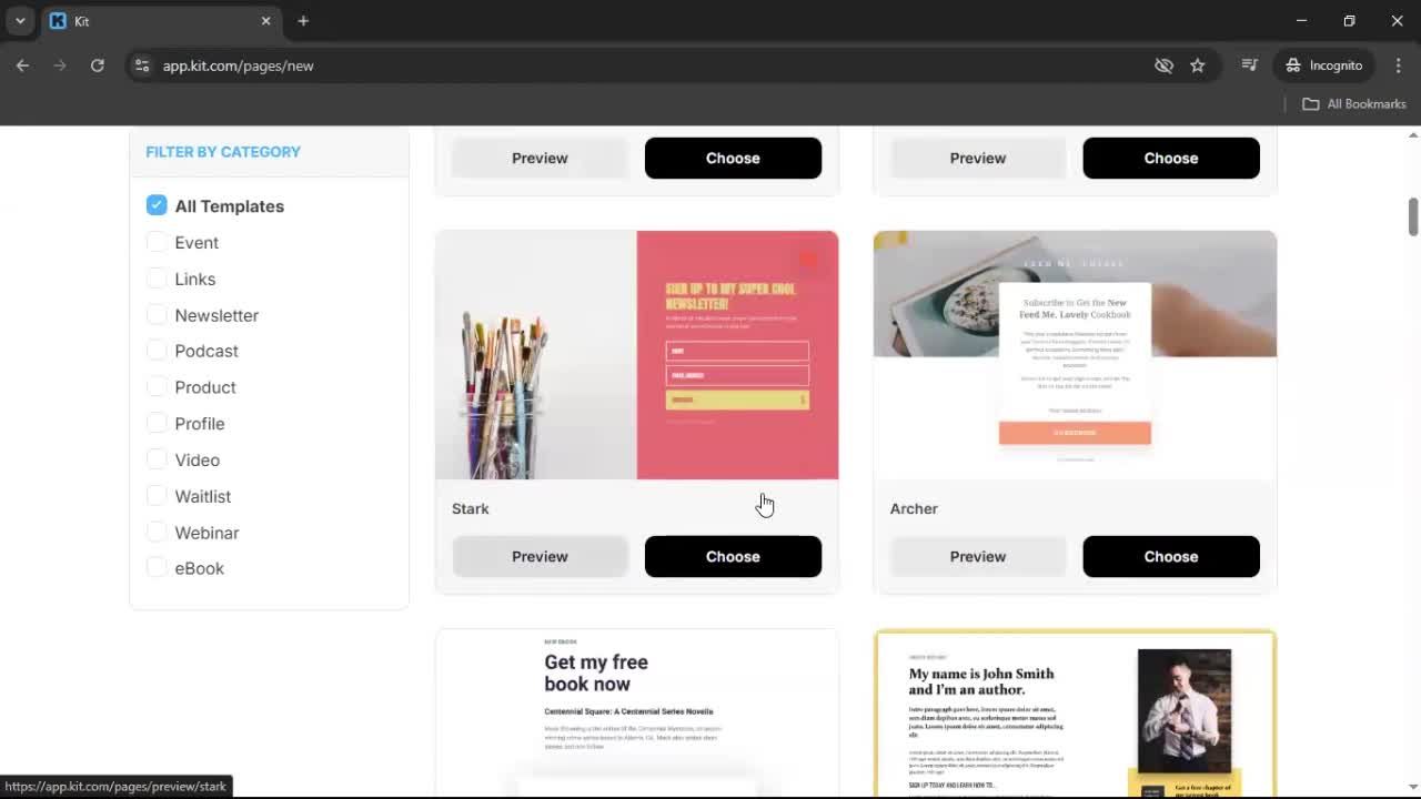 Creating a landing page screenshot
