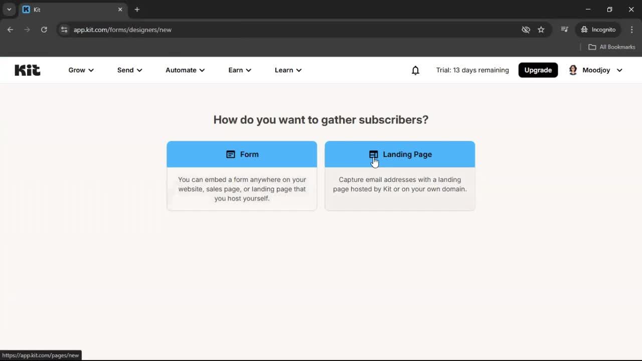 Creating a landing page screenshot