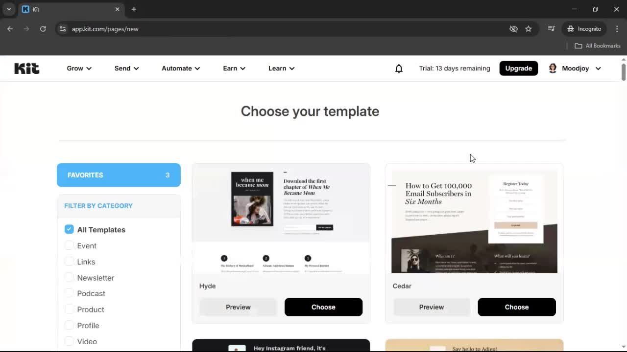 Creating a landing page screenshot
