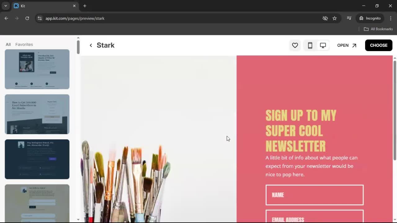 Creating a landing page screenshot