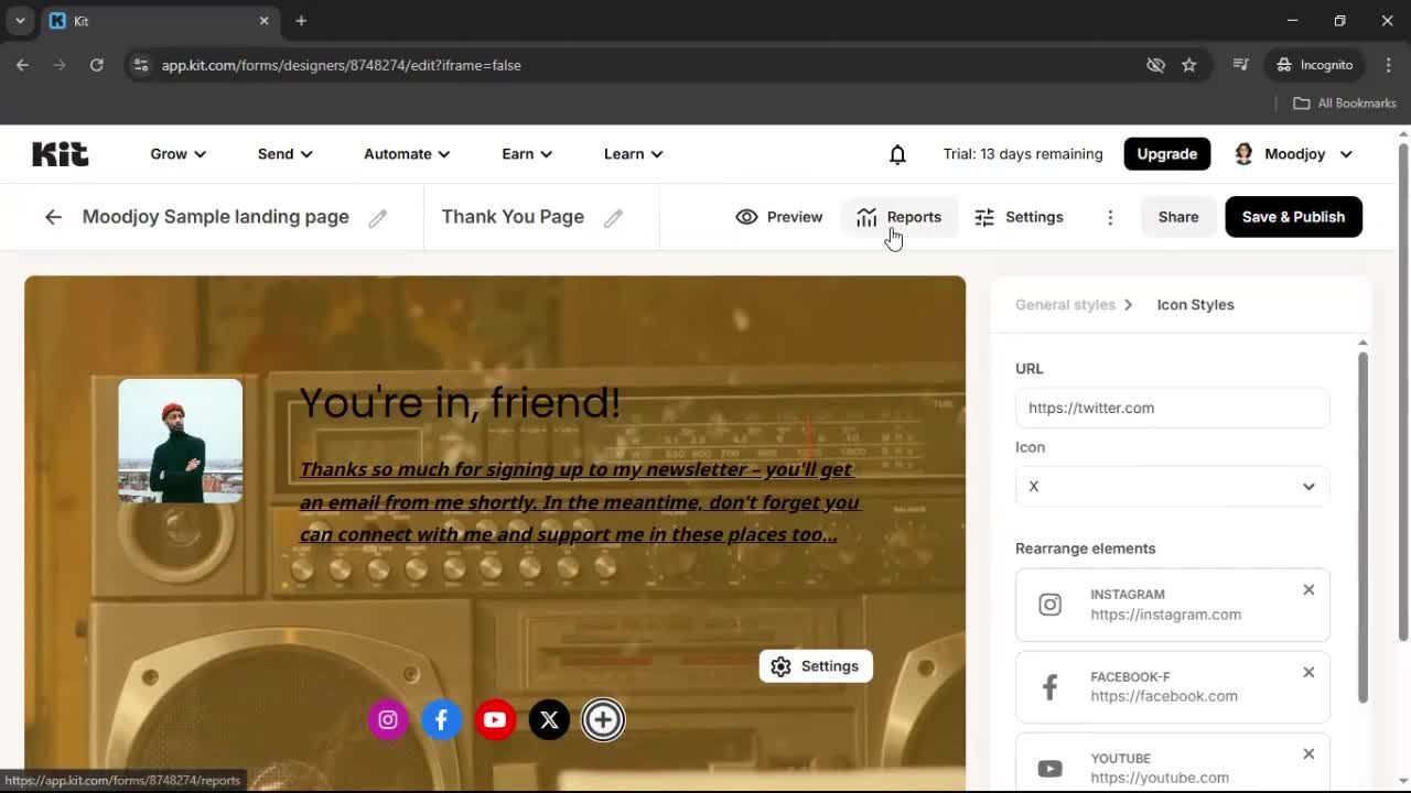 Creating a landing page screenshot