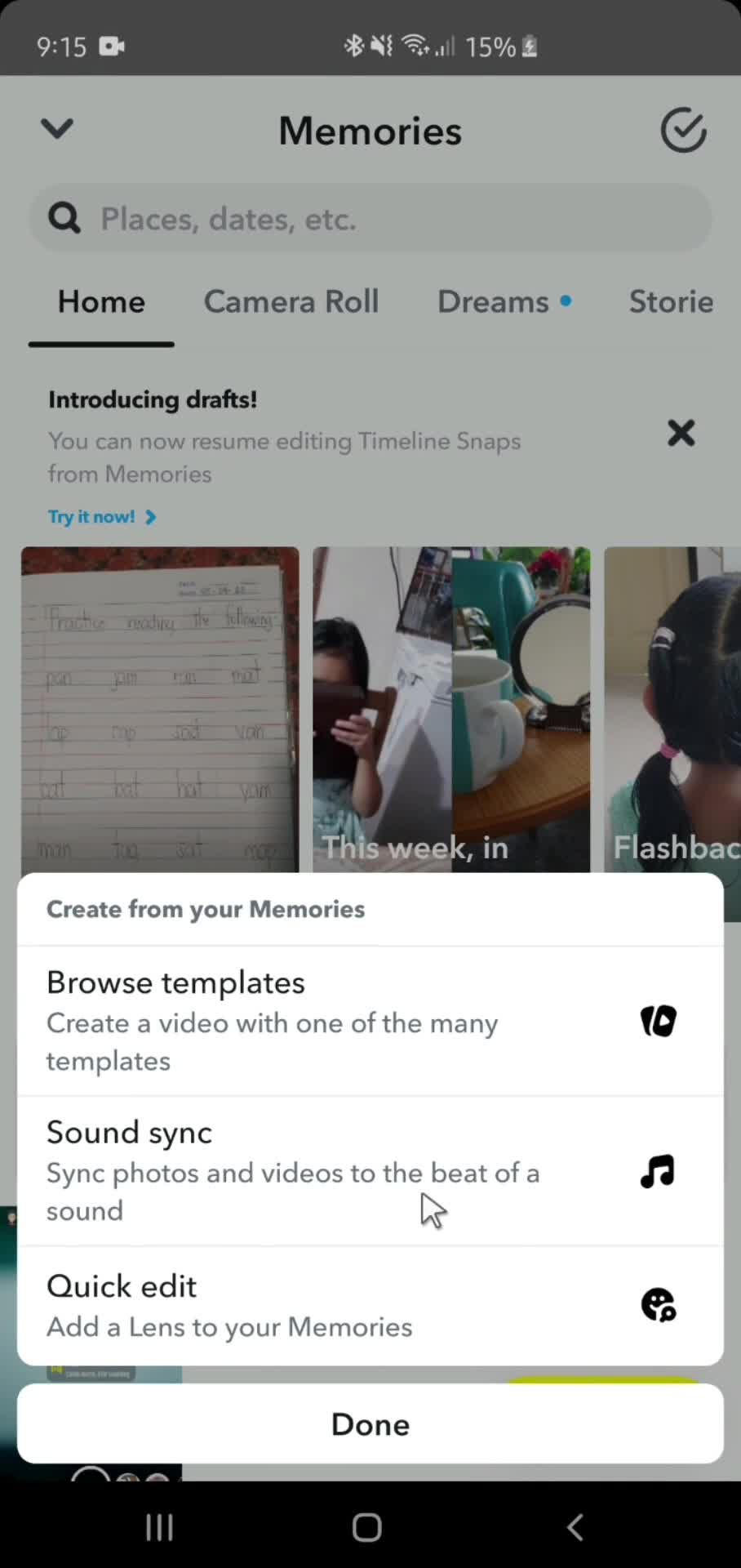 Creating memories on Snapchat video thumbnail