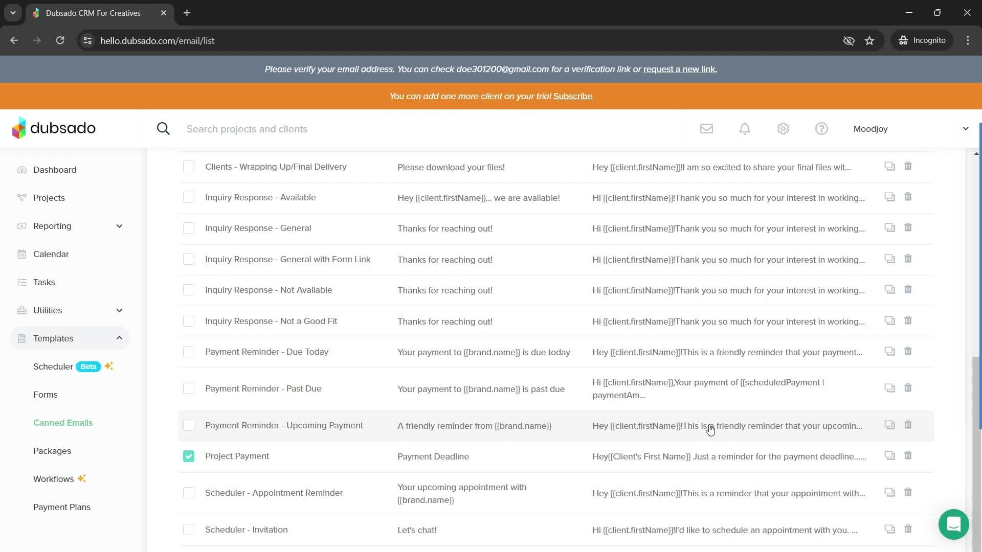 Creating new canned responses screenshot